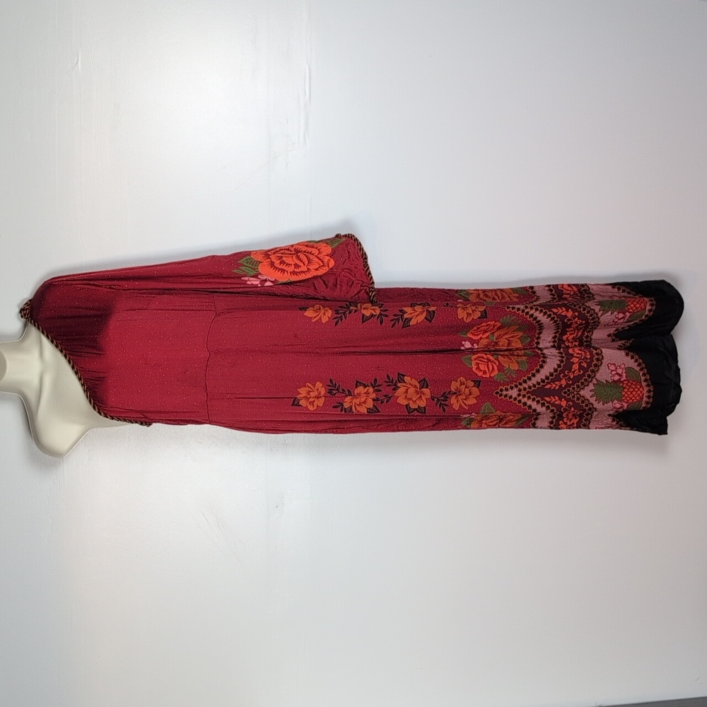 FARM Rio Red and Orange Embroidered Jumpsuit